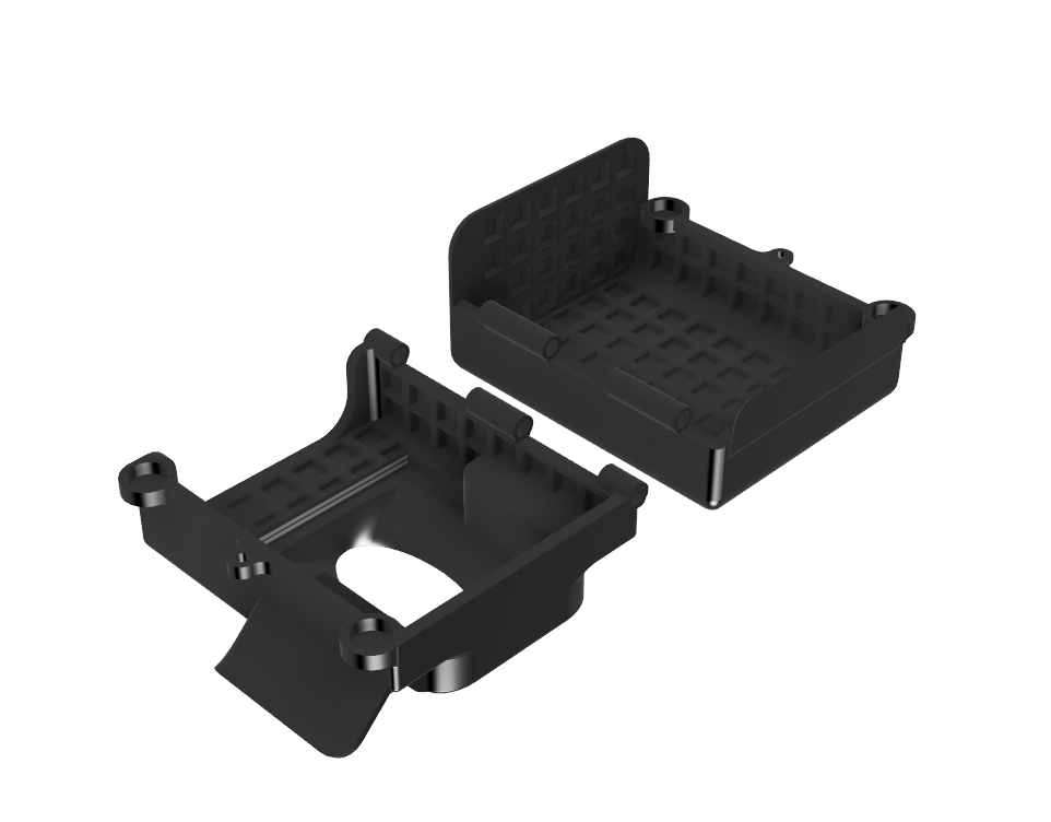 Rendered WILD mouse case model with baseplate and cover